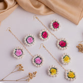 Mogra & Rose Floral Earrings & Tikka Set - FFC014