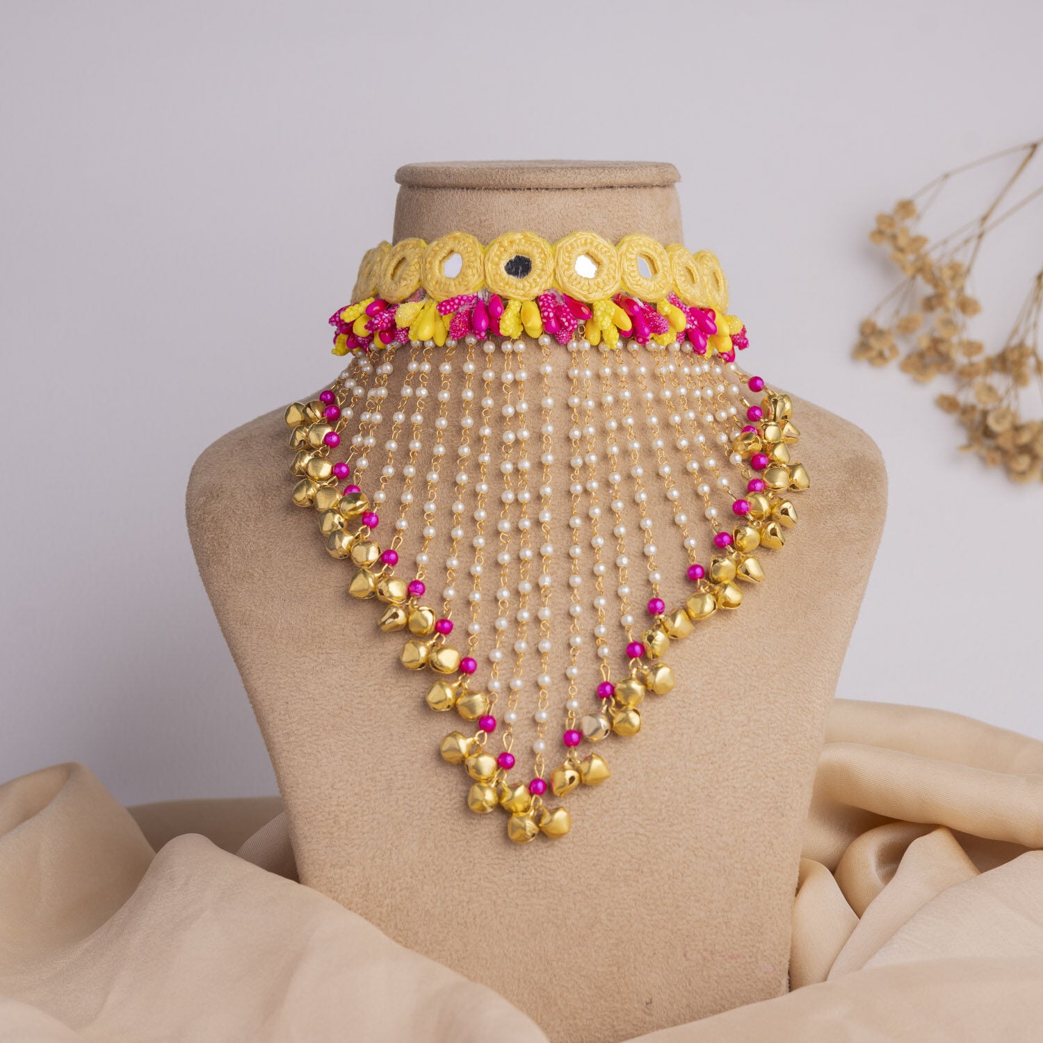 Aaena floral jewellery set necklace