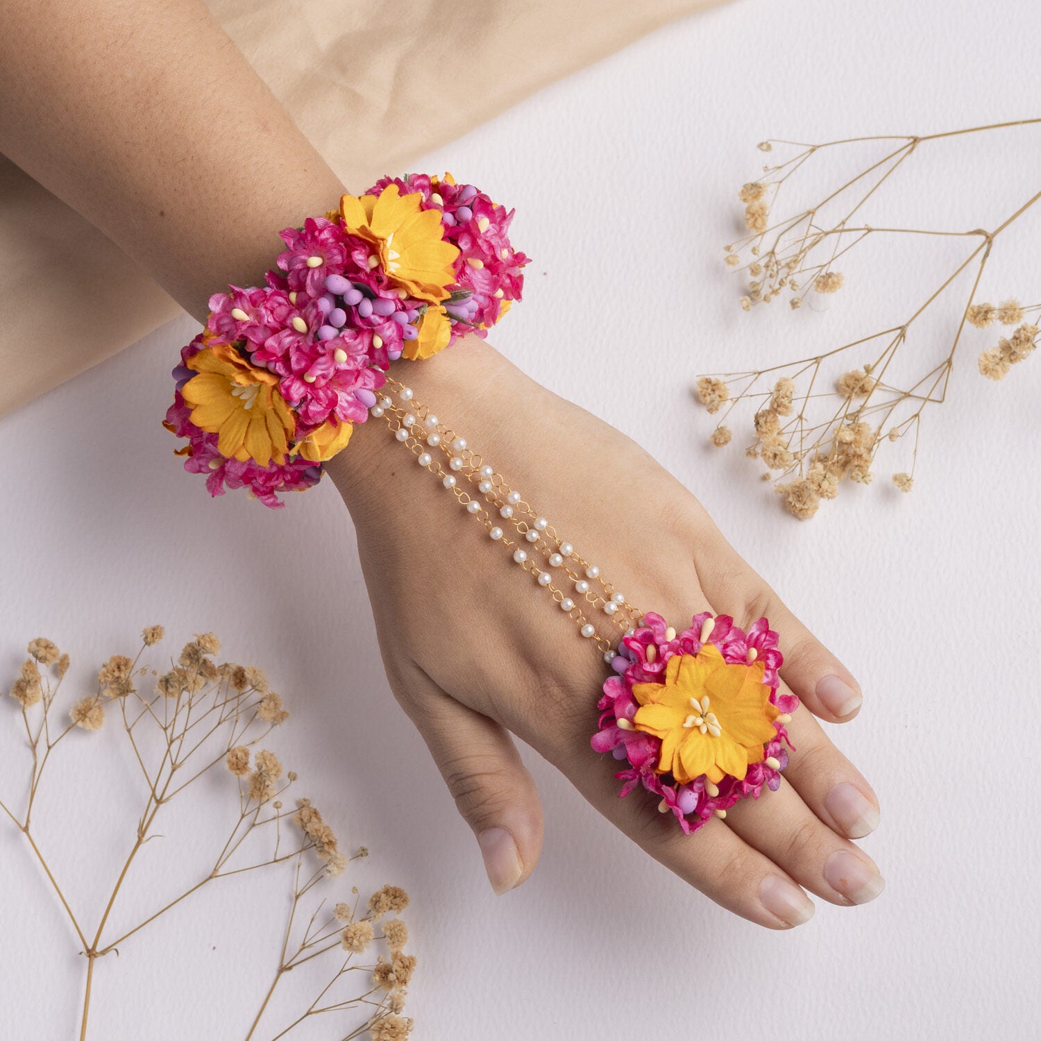 Mayassar floral jewellery set hathphool