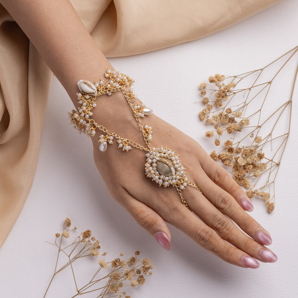 Maahtaab floral jewellery set hathphool