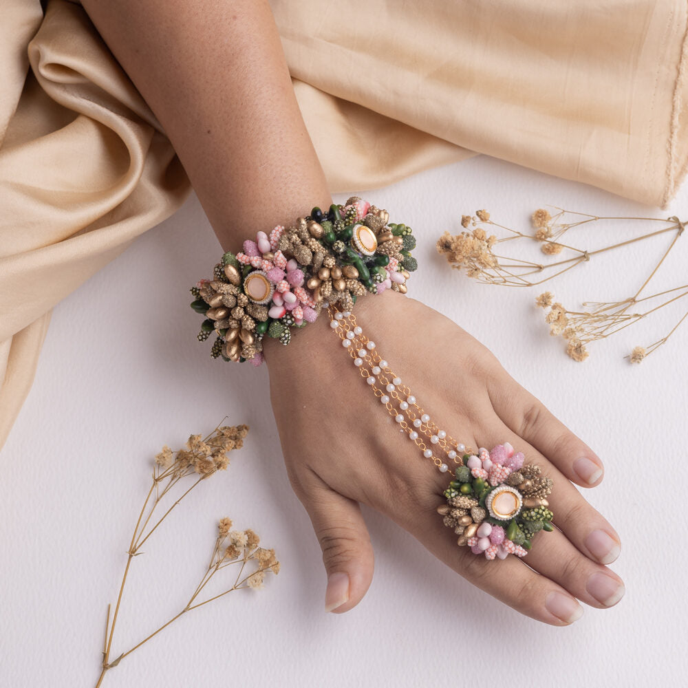 Dilkash floral jewellery set hathphool