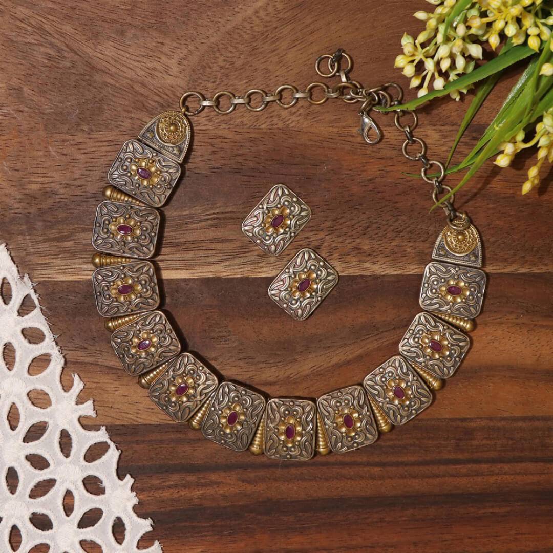 Antique Jewellery Necklace and Earrings - JJCN017