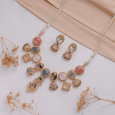 Antique Jewellery Necklace and Earrings JJCN249 Green