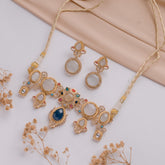 Antique Jewellery Necklace and Earrings JJCN250 Blue