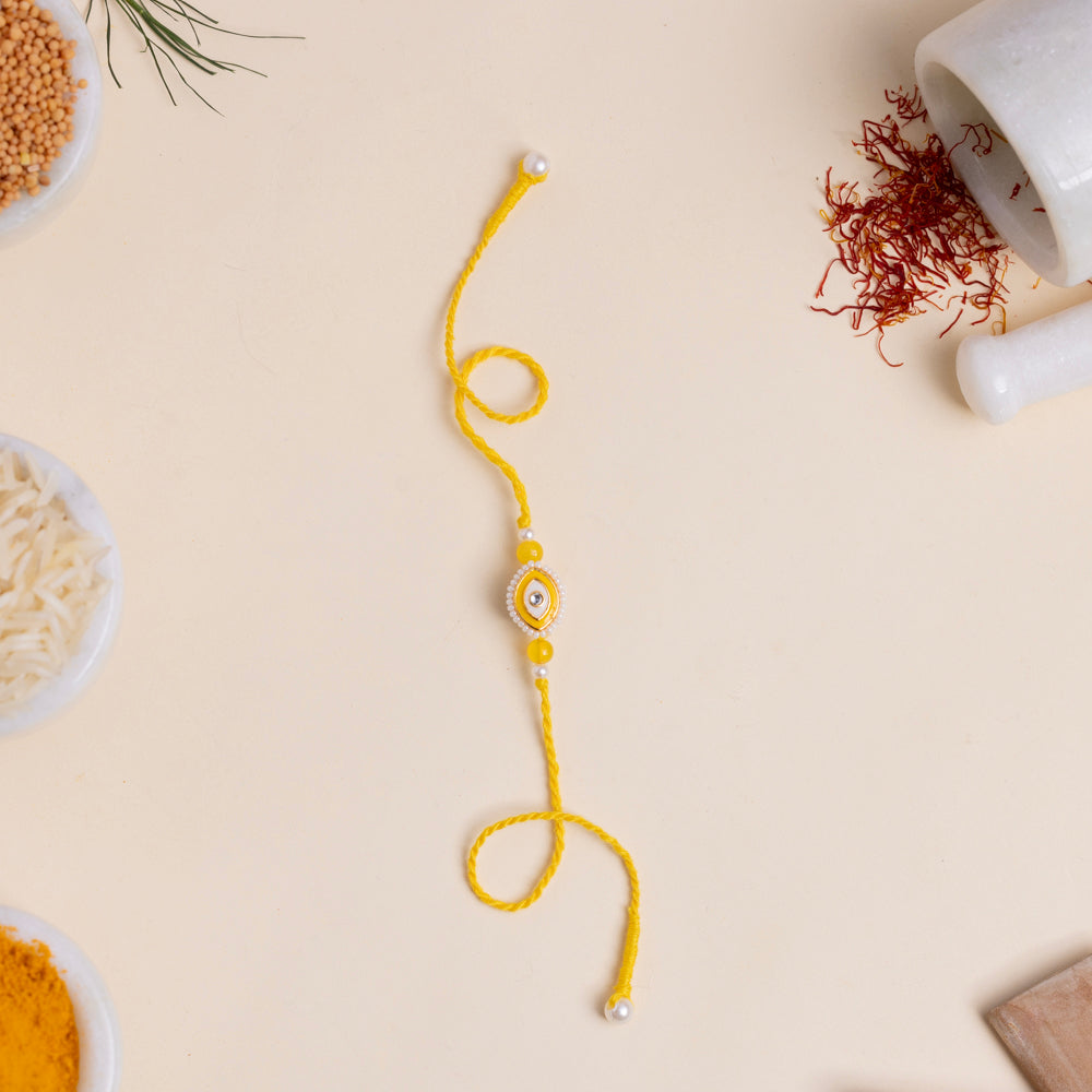 Kids Vedic Rakhi - Yellow Evil Eye – VRK036
