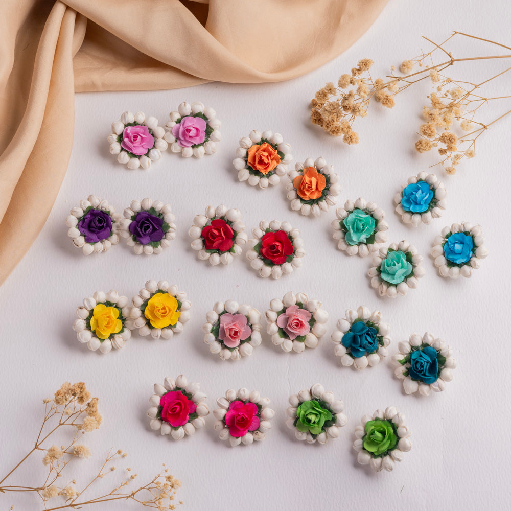 Mogra &amp; Rose Floral Earrings - FFC011