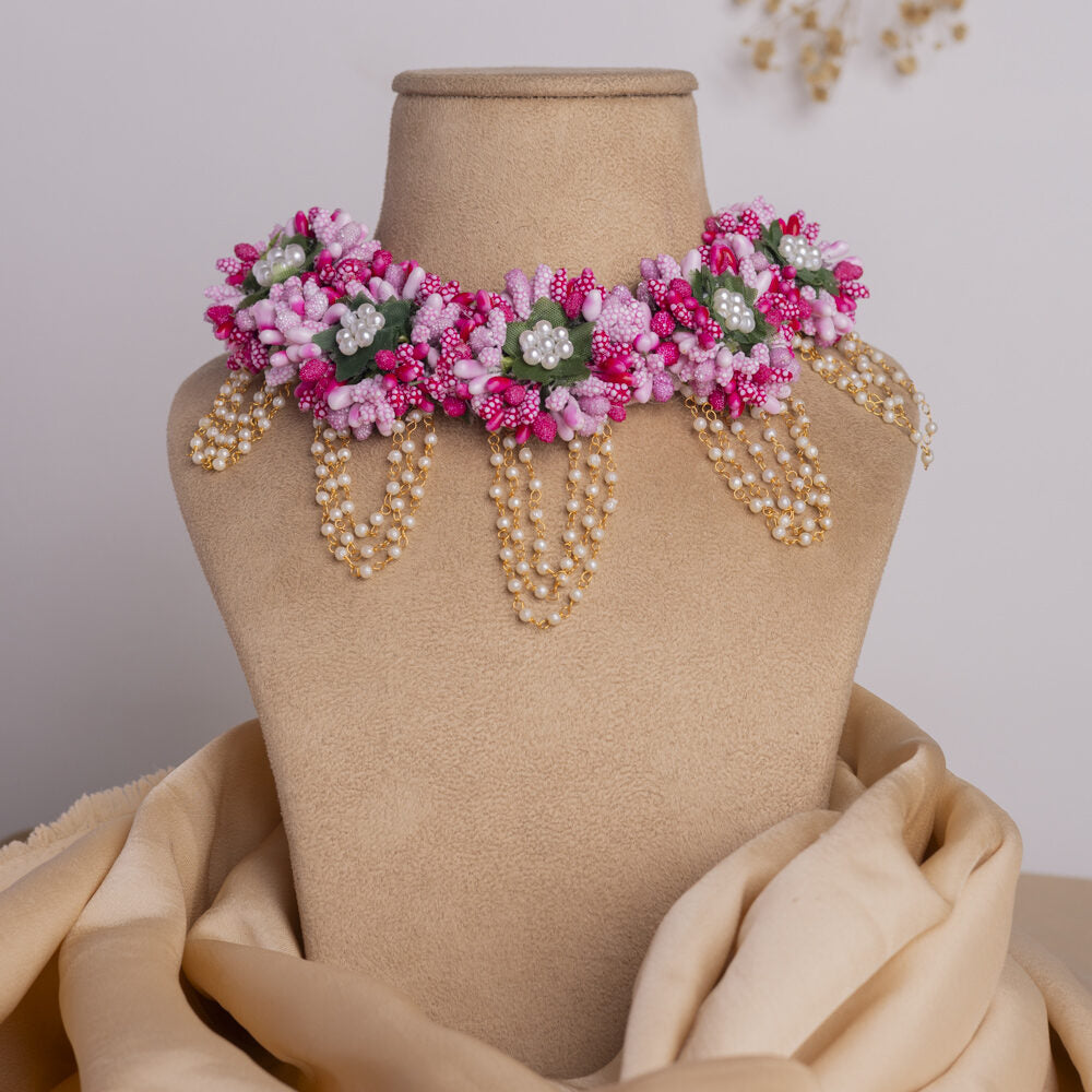 Saba Leher floral jewellery set necklace