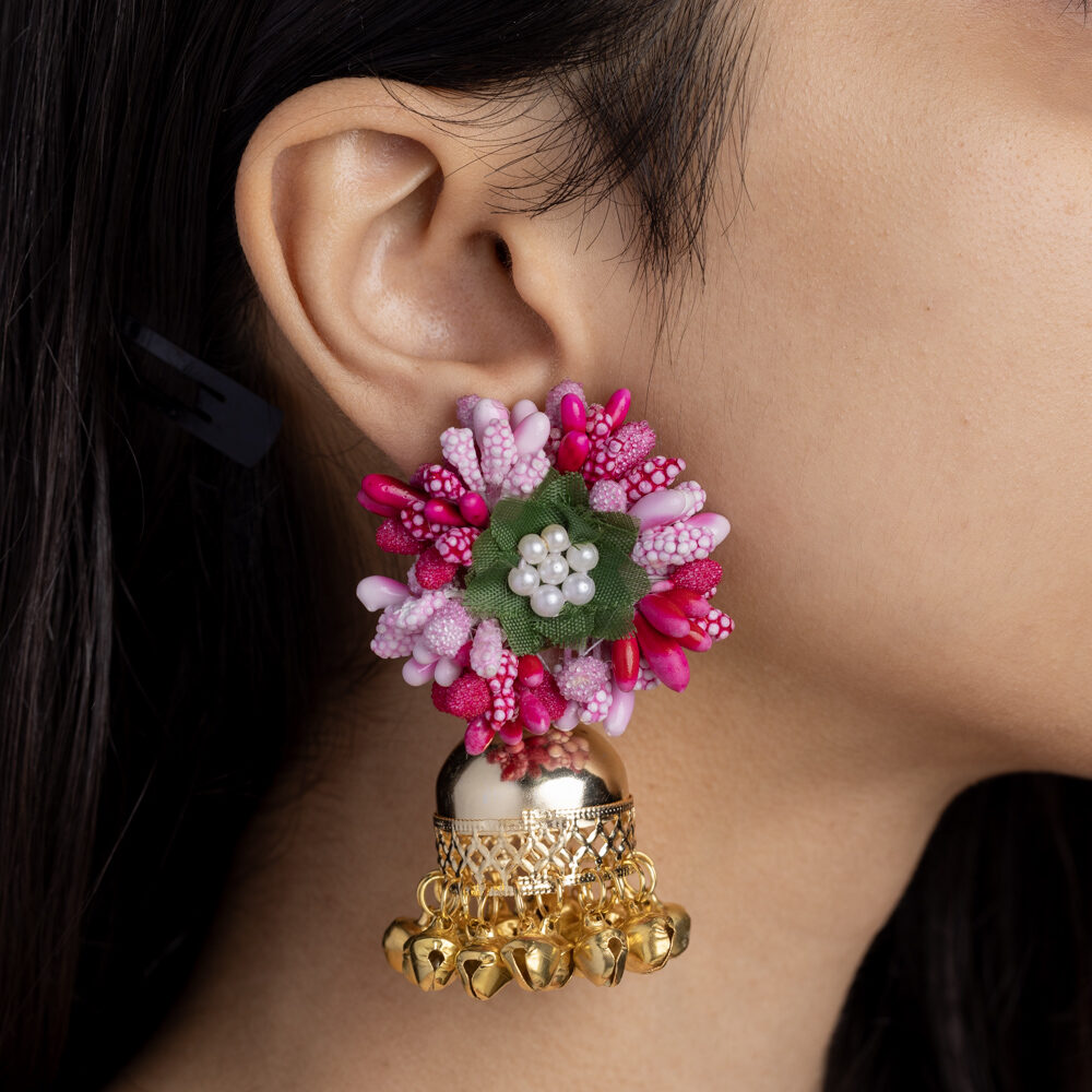 Saba Leher floral jewellery set earrings