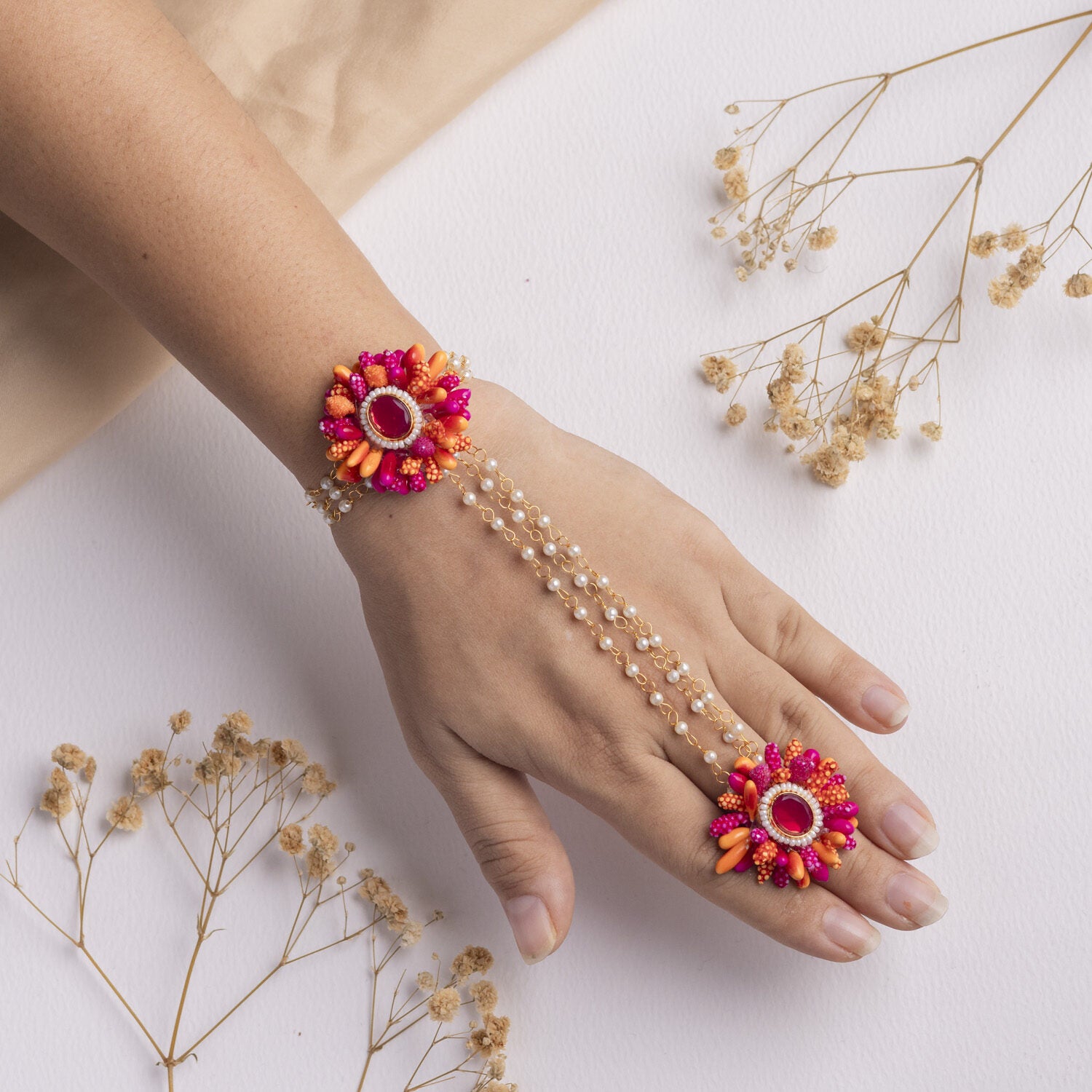 Liba floral jewellery set hathphool