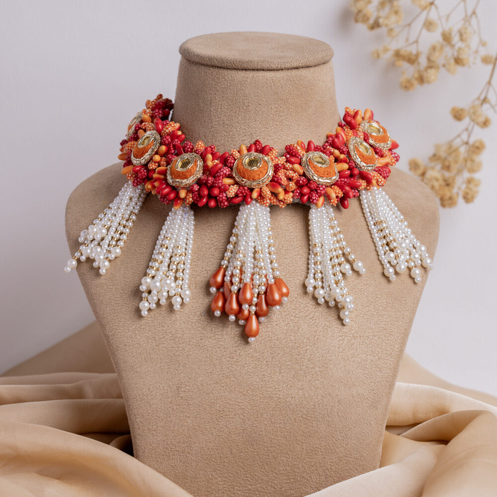Aks floral jewellery set necklace
