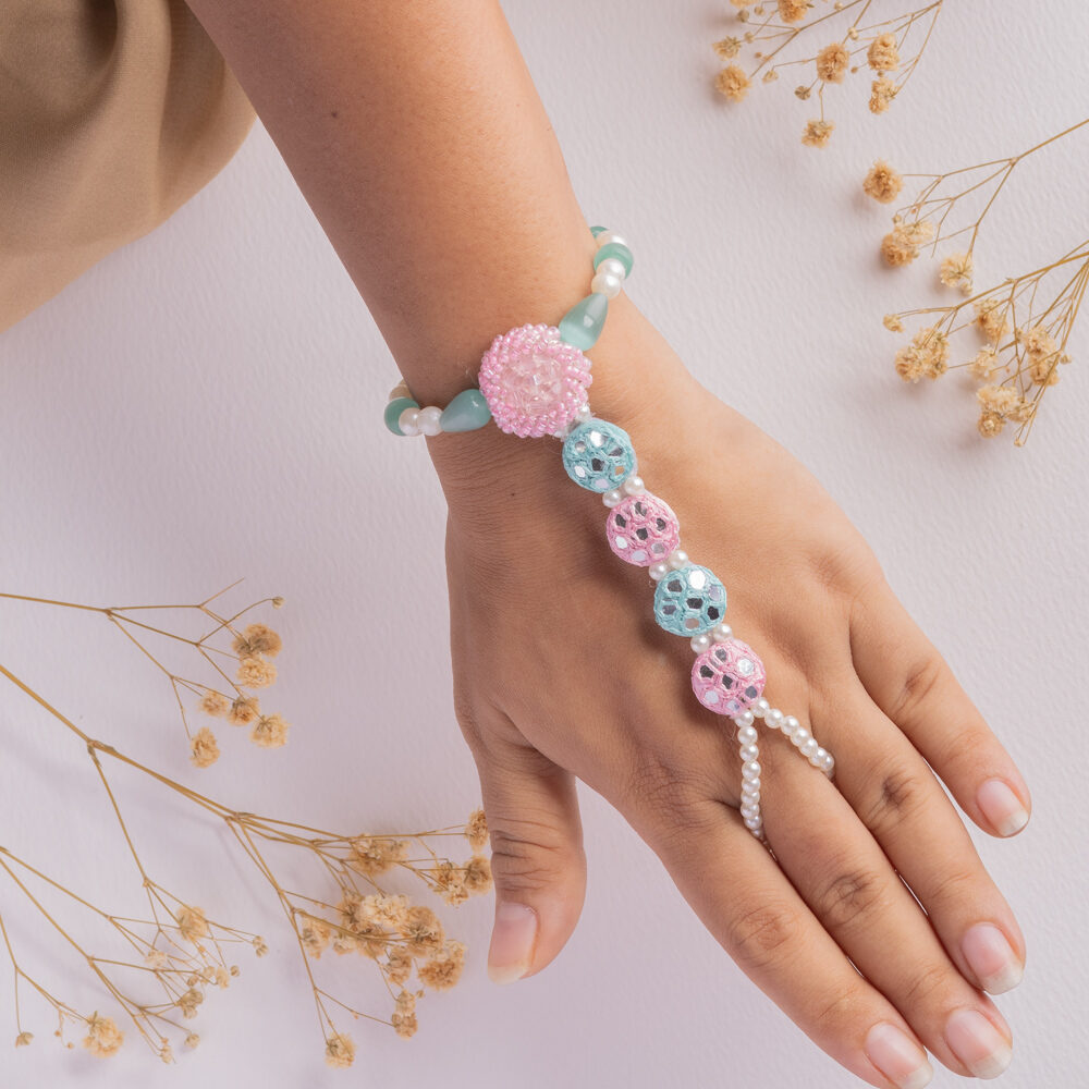 Madhurima floral jewellery set hathphool