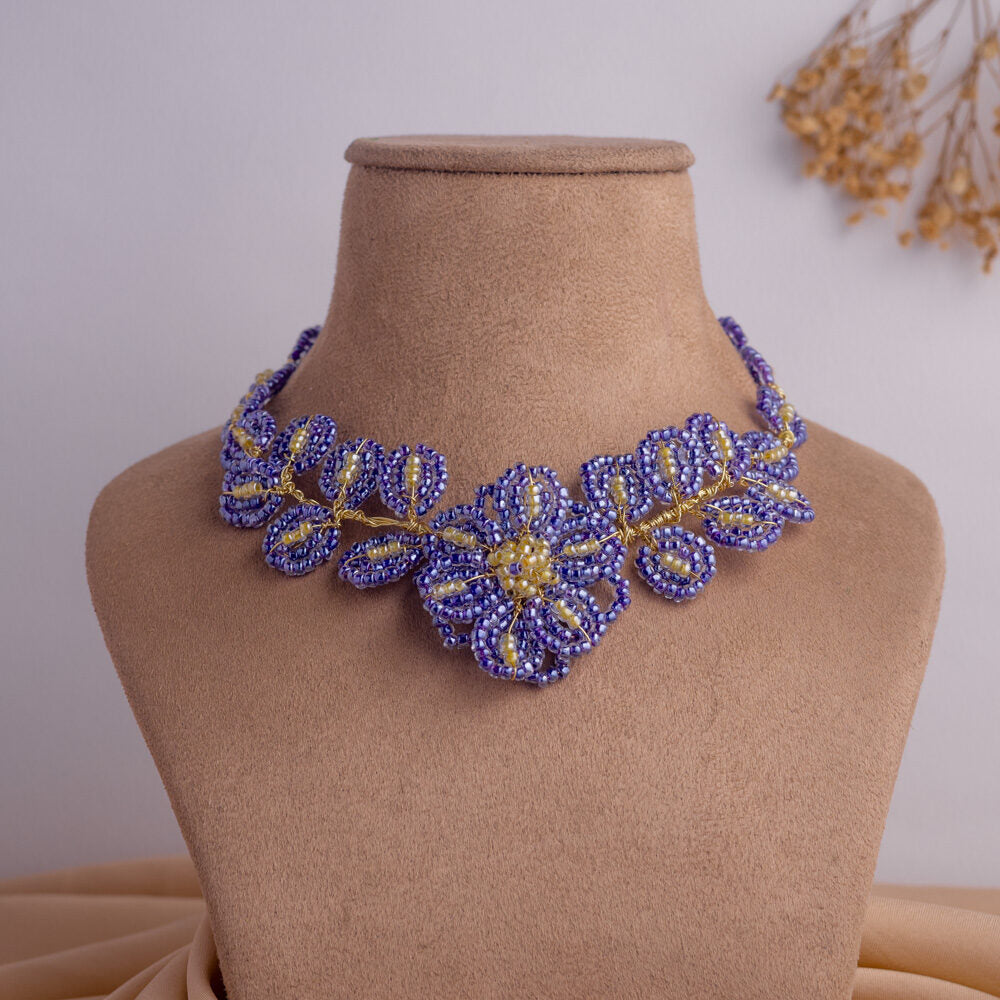 Bunawat beaded wire floral jewellery set necklace