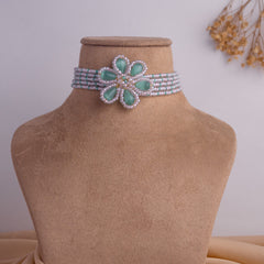 Nazm beaded wire choker floral jewellery set