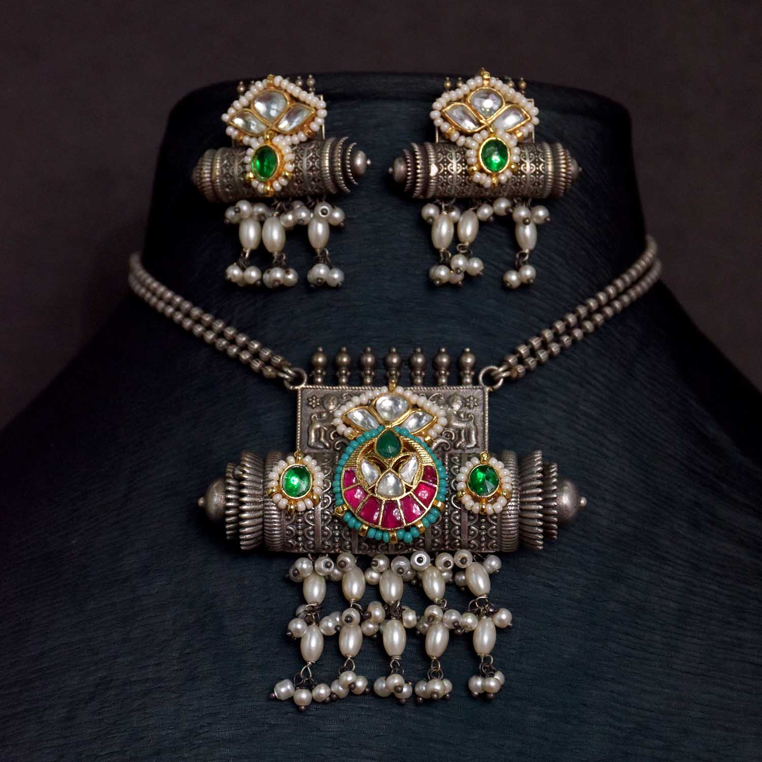 Antique Jewellery Necklace and Earrings - JJCN119