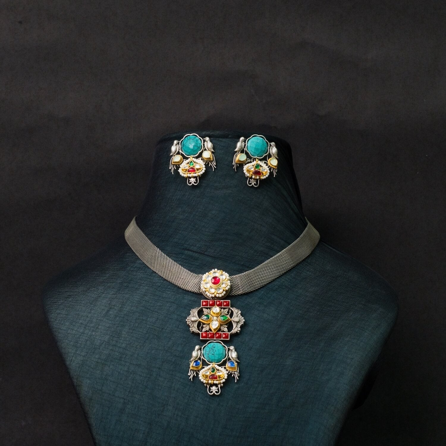 Antique Jewellery Necklace and Earrings - JJCN144