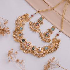 Antique Jewellery Necklace and Earrings JJCN244 White