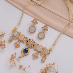 Antique Jewellery Necklace and Earrings JJCN250 Blue