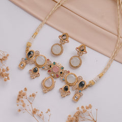 Antique Jewellery Necklace and Earrings JJCN250 White