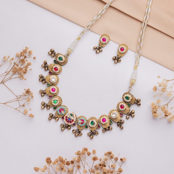 Antique Jewellery Necklace and Earrings - JJCN239 - Image 2